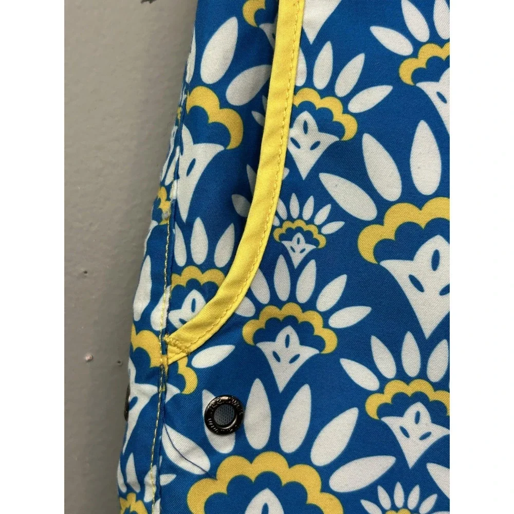 Mr Swim Swim Trunks Mens 28 Blue Yellow Geometric Floral Board Shorts Lace Up
